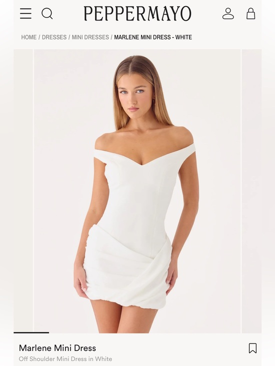 Peppermayo Dresses & Skirts - Peppermayo White Off-Shoulder Marlene Mini Dress